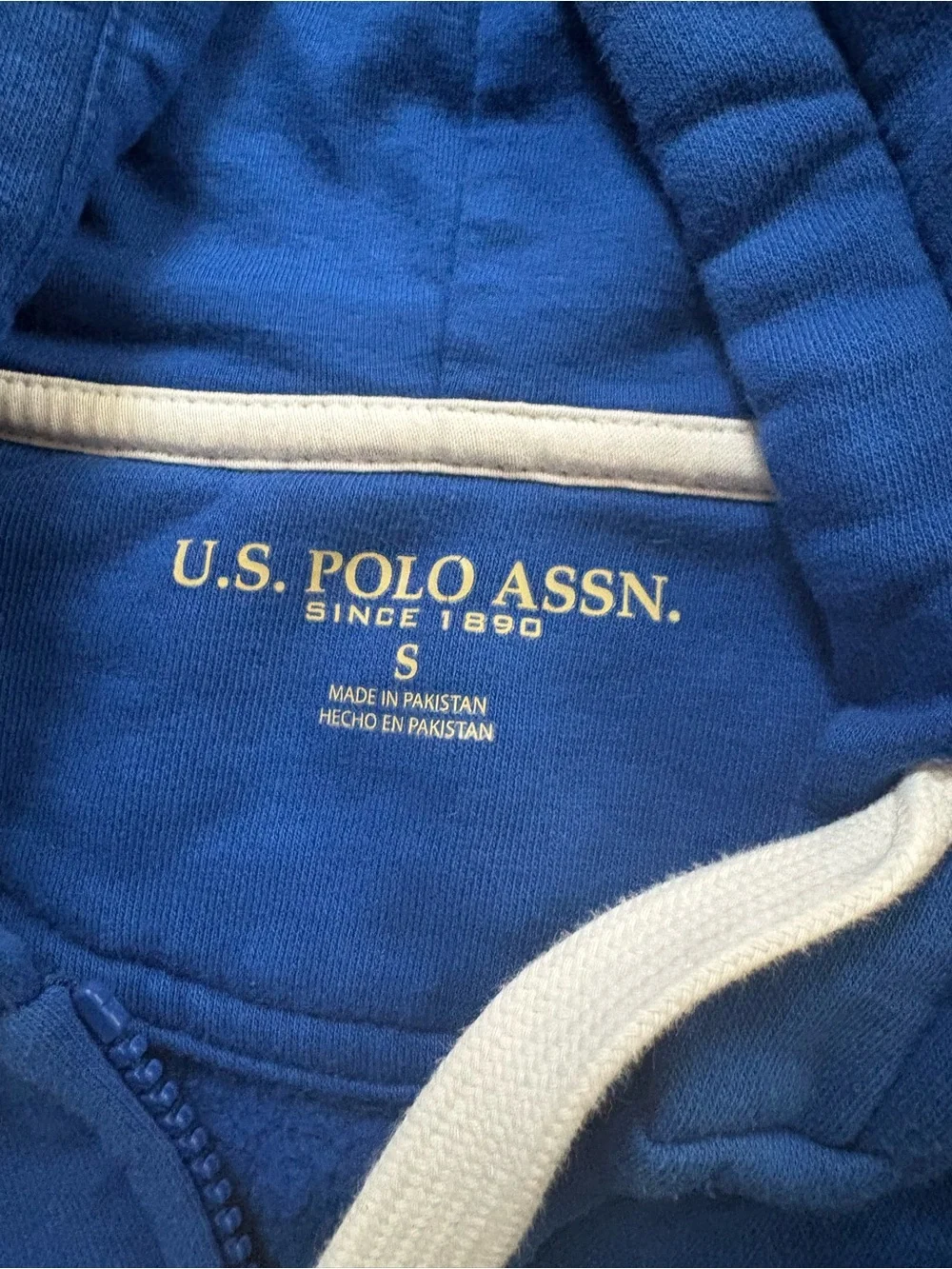 U.S. Polo Assn. Royal Blue Zip Hoodie with White Drawstring